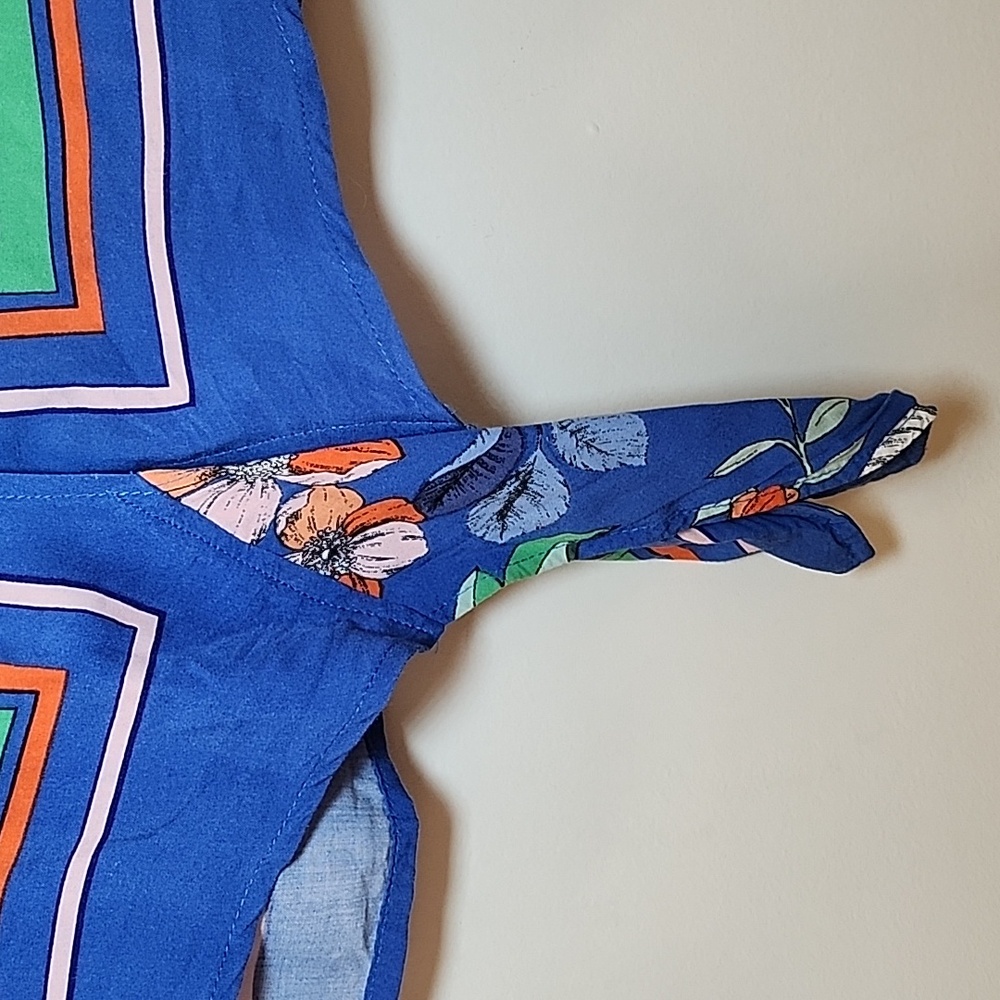 Anthropologie Blue Floral Tie-Front Blouse - Picture 10 of 16